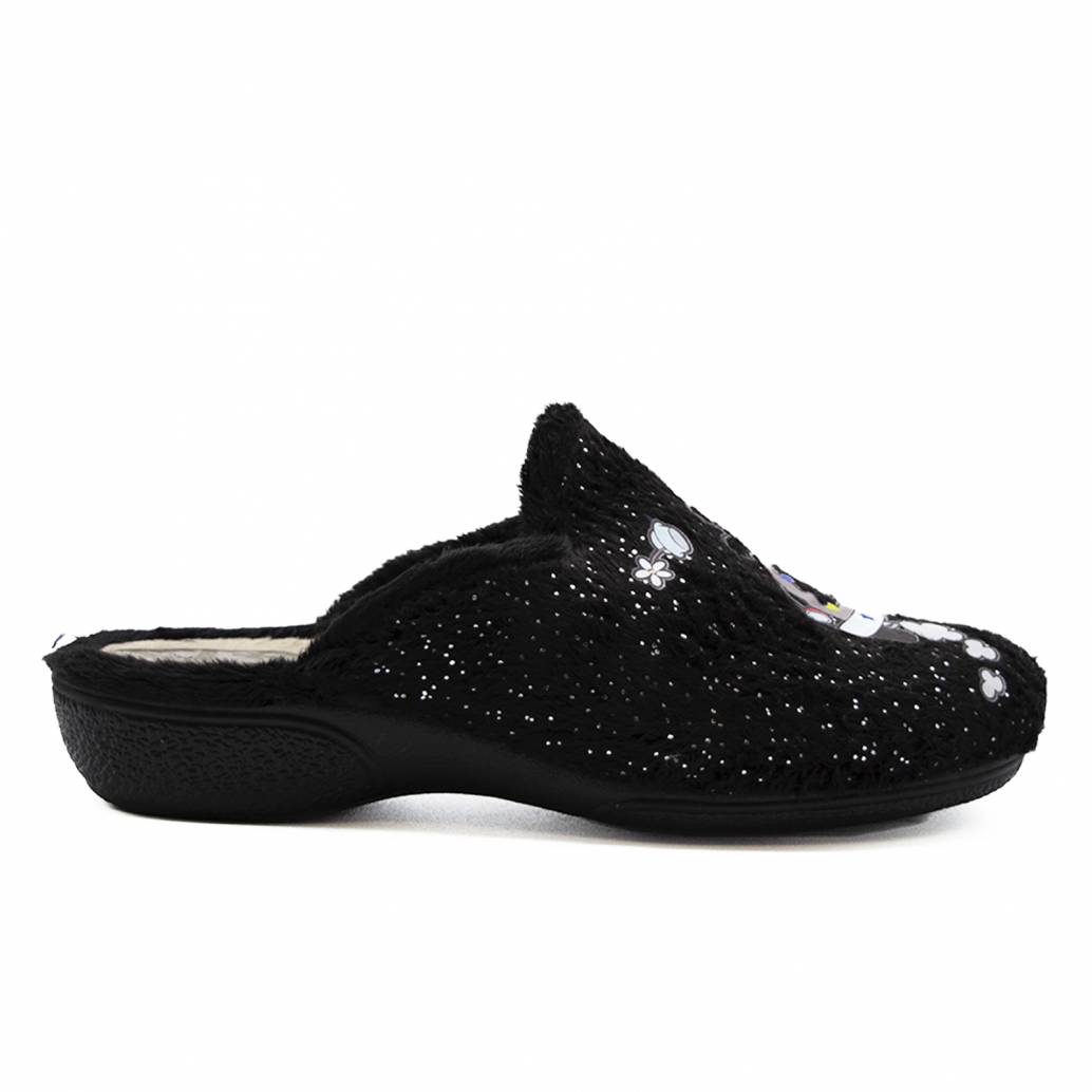 ZAPATILLA FELPA COCHE SUELA CAUCHO NEGRO 81699