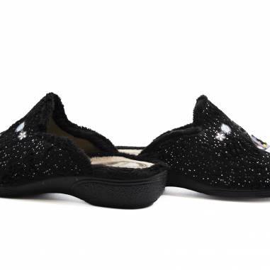 ZAPATILLA FELPA COCHE SUELA CAUCHO NEGRO 81699