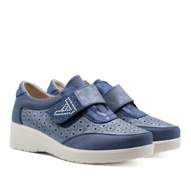 CASUAL NAPA PICADO CON VELCRO AZUL 82201